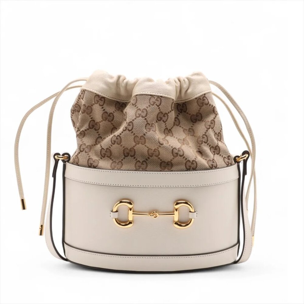 👜 Gucci GG Canvas Horsebit 1955 Shoulder Bag Beige 602118